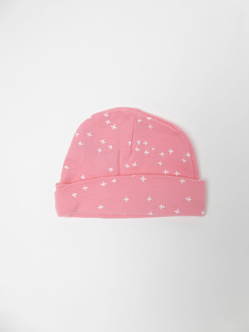 Muts (34-35) Roze mutsje met kruisjesprint